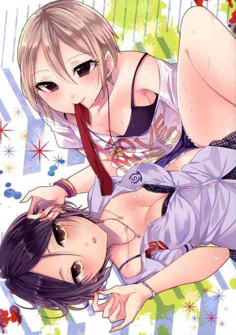 [デレマスの同人誌]エアコンの壊れた事務所に監禁された奏と周子。ふざけた周子は奏を押し倒し乳首舐めや指マンをしていたらPが現れ…