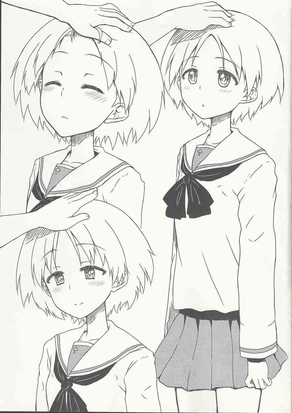 [ガルパンの同人誌]紗希、梓、あや、桂利奈ちゃんことうさぎさんチームの女の子の頭をわしゃわしゃ！カワイイ制服姿で顔を真赤にして恍惚のトロ顔を浮かべる！003