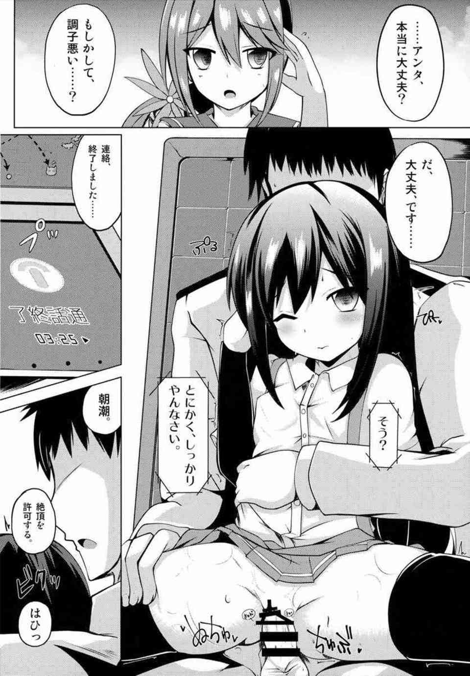 [艦これの同人誌]朝潮を可愛がるロリコン提督！作戦中でも挿入を楽しんで、シャワーを浴びながら駅弁セックス！005