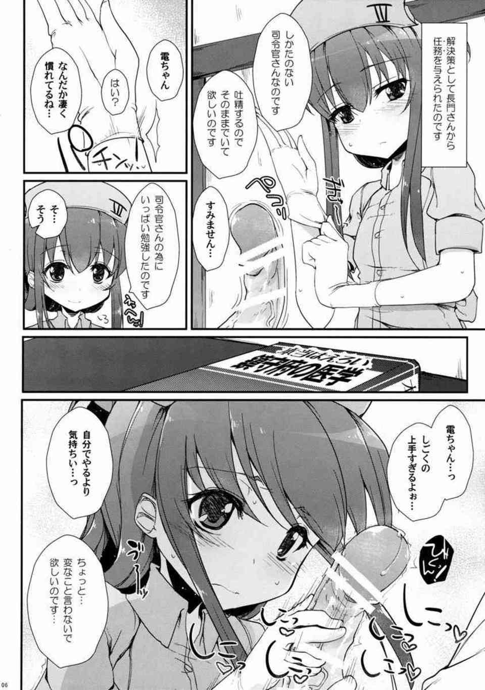 [艦これの同人誌]雷電姉妹がナース姿で提督を看病します！吐精させているだけでロリマンコが濡れてきて、精子を搾り取られちゃいます♪006