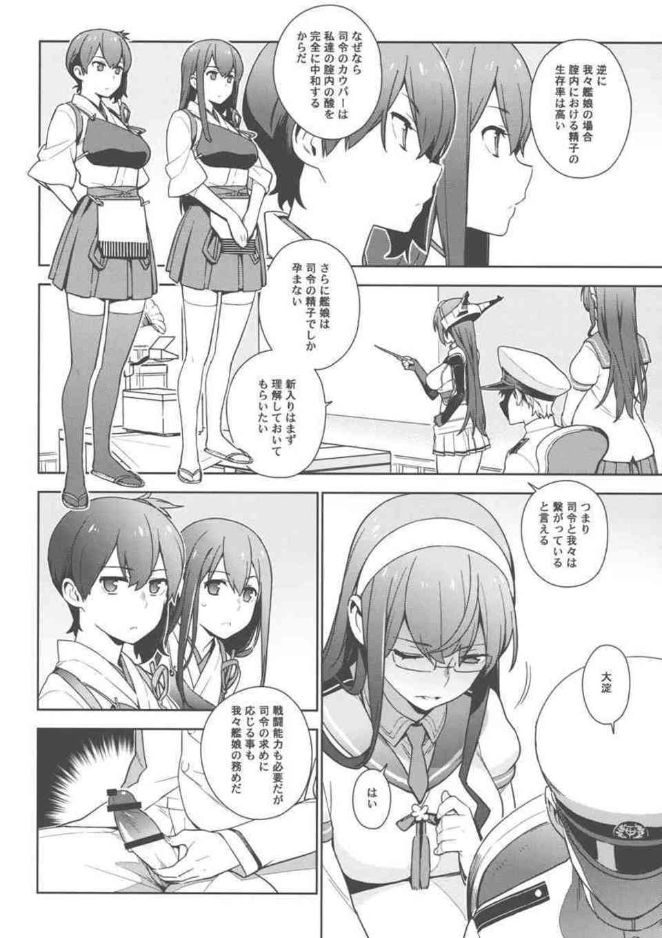 [艦これの同人誌]長門、加賀、赤城の三人は提督の子供をはらむために性教育を受ける。妊娠した大淀は口マンコで処理をし、提督も艦むす達の危険日マンコに生挿入をする！006