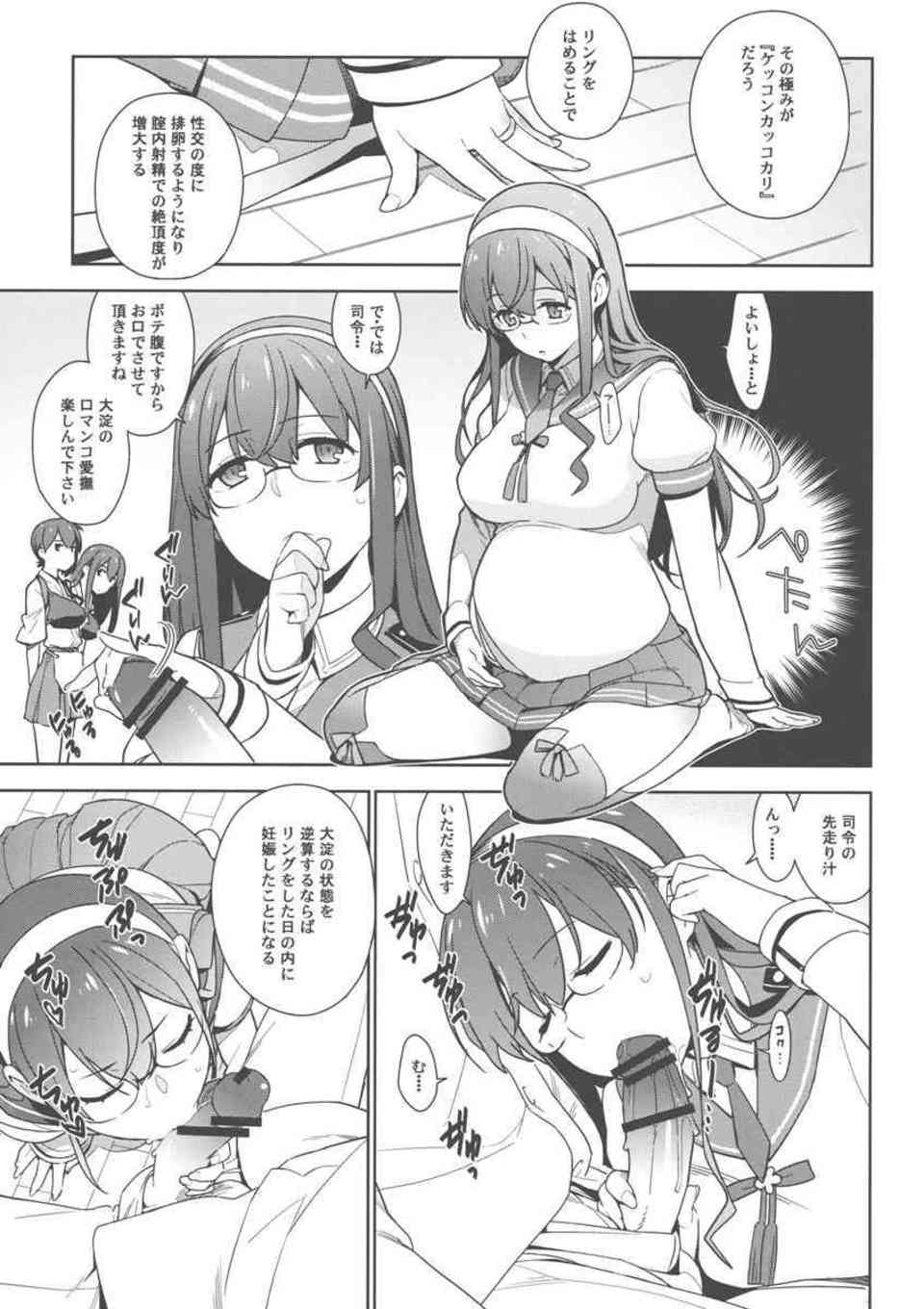 [艦これの同人誌]長門、加賀、赤城の三人は提督の子供をはらむために性教育を受ける。妊娠した大淀は口マンコで処理をし、提督も艦むす達の危険日マンコに生挿入をする！007