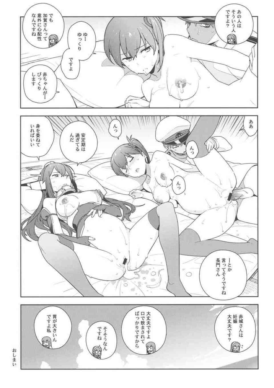 [艦これの同人誌]長門、加賀、赤城の三人は提督の子供をはらむために性教育を受ける。妊娠した大淀は口マンコで処理をし、提督も艦むす達の危険日マンコに生挿入をする！041